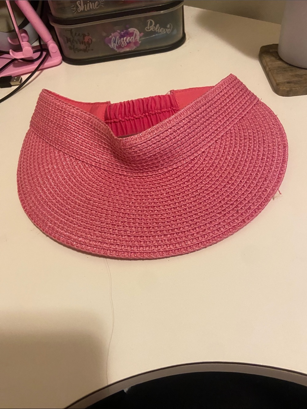 🎃 H&M Pink Women's Straw Visor Sun Hat